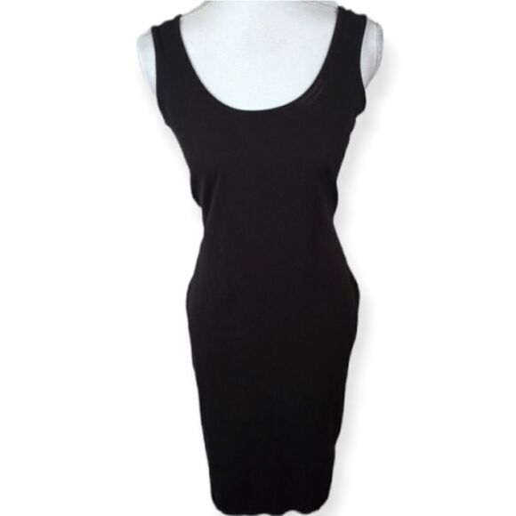 DEREK HEART BLACK TANK BODYCON DRESS SZ.1X EUC - Picture 1 of 8
